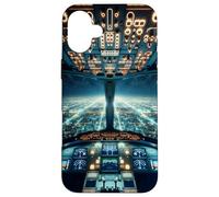 Airplane Cockpit Flight Instruments Pilot City Lights Case for iPhone 16 Plus
