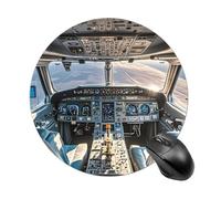 Airplane Cockpit Mouse Pad Funny Round Mousepad Anti-Slip Rubber Mouse Mat Laptop Desk Accessories 7.8 X 7.8 Inch for Office and Home Use