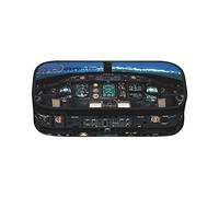 Airplane Cockpit Pencil Case Large Capacity Pen Bag Office Stationery Bag Cosmetic Bag with Compartments for Girls Boys