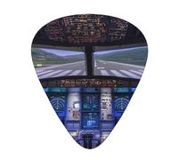 Airplane Cockpit Print Guitar Picks, 12 Pcs Guitar Plectrums Celluloid Pick Classical Triangle Picks for Acoustic, Electric, Bass Guitar including 0.46mm 0.71mm 0.96mm