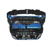 Airplane Cockpit Print Men and Women Square Double Layer Waist Bag Workout Crossbody Travel Waist Bag, Black, One Size