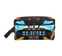 Airplane Cockpit Print Toiletry Bag for Women Travel Toiletry Bag, Spacious Capacity Cosmetic Bag for Men