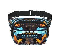 Airplane Cockpit Print Waist Pack Square Waist Bag Workout Hiking Running Travel Gym Pretty Zipper Fashion