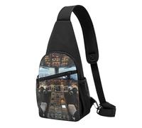 Airplane Cockpit Printed Chest Bag Sling Bag for Men Women, Outdoor Crossbody Fanny Packs Hiking Chest Packs Sport Daypacks