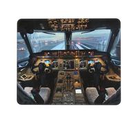 Airplane Cockpit Printed Gaming Mouse Pad 10.3x8.3 Inches, Non-Slip Rubber Base Laptop Mousepad Desk Mat with Stitched Edges for Gamer, Office, Home