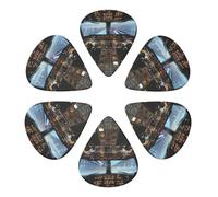 Airplane Cockpit Printed Guitar Picks 6-Pack with Holder - 0.46mm Funny Guitar Picks for Acoustic Guitar, Electric Guitar, Bass Guitar