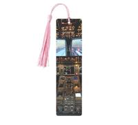 Airplane Cockpit Printed Metal Bookmarks M - Pink Lightweight Aluminium Book Marker for Books, Journals & Gifts, Ideal Book Lovers, Holiday Decor & Crafts