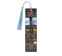 Airplane Cockpit Printed Metal Bookmarks S - Sky Blue Lightweight Aluminium Book Marker for Books, Journals & Gifts, Ideal Book Lovers, Holiday Decor & Crafts