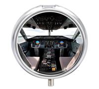 Airplane Cockpit Printed Pill Box Pill Container Portable Medicine Pill Case Metal Travel Pill Box Vitamin Container with 3 Compartment Medicine Case