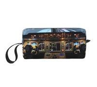 Airplane Cockpit Printed Travel Makeup Bag Portable Cosmetic Bag Makeup Case Toiletry Handbag Organiser for Women