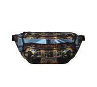 Airplane Cockpit Printed Waist Bag Adjustable Bum Bag Lightweight Travel Waist Fanny Pack Belt for Walking Cycling Hiking Travel