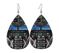 Airplane Cockpit Pvc Artificial Leather Dangle Earrings, Hook Is 925 Silver Plated Material