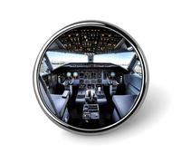 Airplane Cockpit Round Badge Personalized Lapel Brooch Lightweight Durable Tinplate Badge for Hat Clothes Backpack Pins Decor, Circular, Aluminum, aluminum alloy