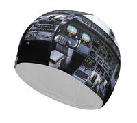 Airplane Cockpit Swim Cap Unisex Adult Swimming Cap Non Slip Pool Hat Comfortable Durable Easy to Put On and Off Waterproof Swim Hat Keep Hair Dry