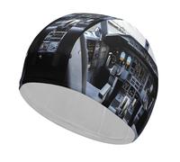 Airplane Cockpit Swim Caps for Men Women Comfortable High Elasticity Swimming Cap Personalized Swimming Hat Breathable Swim Hats Keeps Hair Clean Bathing Cap for Long Short Hair