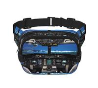 Airplane Cockpit Unisex Adjustable Waist Square Double Layer Waist Pack for Outdoor Activities Travelling Running Hiking