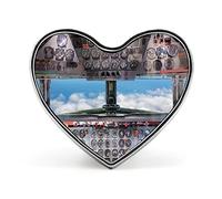 Airplane Cockpit View Blue Sky Outside Heart Badge Smooth Surface Lapel Tie Pin, Lightweight Badge for Women Men Office Worker Nurse Teacher Student Shirts Backpack