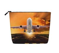 Airplane Cosmetic Bag for Women- Portable Travel Organiser, Toiletry Bag with Zip Closure