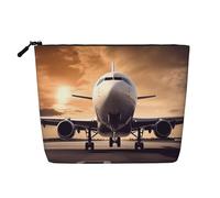 Airplane Cosmetic Bag for Women- Portable Travel Organiser, Toiletry Bag with Zip Closure