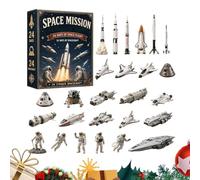 Airplane Countdown Calendar 2D Acrylic 24 Days Mini Rocket Ornaments | Holiday Tank Toys Wall Decor for Collectors Window Door Wall Mantel Tree Home Office Entryway Astronauts and Rockets