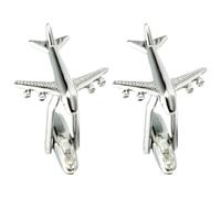 Airplane Cuff Links Pair in Copper Silver for Men Daily Wear | Classic Contemporary Finish, Sturdy Structure, Smooth Surface, Party Ready