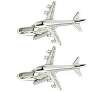 Airplane Cufflinks 1 Pair Copper Silver Shirt Accessory for Men | Decorative Smooth Finish, Sturdy Build, Classic Contemporary Style, Suitable for Parties and Daily Wear