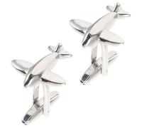 Airplane Cufflinks Pair Copper Decorative Shirt Links for Men | Sturdy Structure Silver Finish Smooth Surface Classic Contemporary Style Daily Wearing and Parties