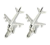 Airplane Cufflinks Silver Copper Decorative Studs for Men Daily Wear | Classic Contemporary Shape, Sturdy Smooth Finish, Party and Holiday Gifting