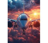 Airplane Diamond Art Kits Adults, Diamond Painting Sky Dimond Art 5D DIY Full Round Drill Crystal Embroidery Cross Stitch Crafts Crafts for Adults, Home Room Decor, Gifts 20X28 Inch -bby2605K5