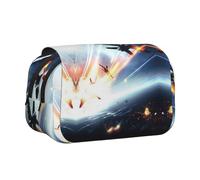 Airplane Double Layer Flip-Top Pencil Case,Large Capacity 50 Pens Organizer, Durable Polyester Stationery Holder for School, Art Travel (All-Over Print)