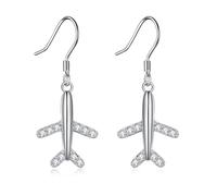 Airplane Earrings 925 Sterling Silver Airplane Earrings Dangle Drop Earring Airplane Jewelry Travel Aviation Gifts for Women Girls Flight Attendant Stewardess Pilots