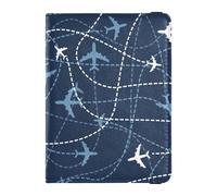 Airplane Flight Paths Pattern Family Travel Leather Passport Holder Anti Theft Ticket Holder for Family Trip Organizer