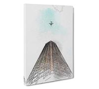 Airplane Flying Above Tokyo Canvas Print | Gallery Wrapped 30mm Frame Wall Art | 30x20 inches | Ready to Hang | Abstract Vehicles Picture | Living Room Bedroom Lounge Office