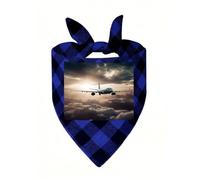 Airplane Flying in The Air Dog Bandanas for Small Medium Large Dogs Cats | Soft Polyester Pet Triangle Scarf Kerchief Novelty Pet Bib for Birthday, Photo Shoots, Wedding, Parties Pet Accessories