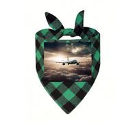Airplane Flying in The Air Dog Bandanas for Small Medium Large Dogs Cats | Soft Polyester Pet Triangle Scarf Kerchief Novelty Pet Bib for Birthday, Photo Shoots, Wedding, Parties Pet Accessories