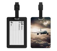 Airplane Flying in The Air Luggage Tags for Suitcases Personalized Travel ID Bag Tags with Privacy Cover TPU Suitcase Name Identifier Labels with Loop Travel Bag Tags for Men Women