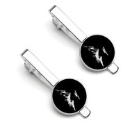 Airplane Flying Over Snowy Mountain Silver Tie Clip Long Styles Necktie Clip Tie Bar for Business Wedding Graduation