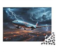 Airplane Flying Storm 1000 Piece Jigsaw Puzzle Set for 8-12 Kids Adults Thick Recycled Cardboard Home Decor Wall Art Gift for Whole Family Educational Game 52x38cm/1000pcs