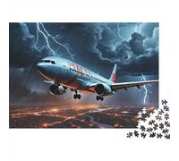 Airplane Flying Storm 1000 Pieces Extra-Thick Cardboard DIY Jigsaw Puzzle, Cognitive Development & Rehabilitation Puzzle, Leisure Activity, Premium Quality Puzzle 70x50cm/1000pcs