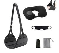 Airplane Foot Hammock, Adjustable Airplane Foot Rest, Plane Essential, Include Travel Pillow Inflatable, Storage Bag and Eye Mask for Long-Distance Flights Trains Road Trips and The Office
