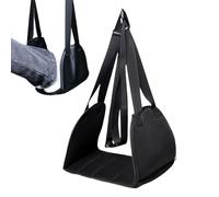 Airplane Foot Hammock - Adjustable Travel Long Flights Rest | 2 Pack Relax Feet Train Bus Car Office Portable | Black Oxford Cloth Leg Extender Comfortable Sponge Strap Desk