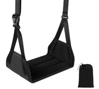 Airplane Foot Hammock - Removable Adjustable Footrest Sling | Ergonomic Folding Leg Rest Flight Footrest Hammock with Wide Hardboard Stand for Flight, Car, Dice
