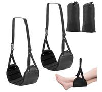 Airplane Foot Rest, 2 Pcs Adjustable Foot Hammock with Storage Bag, Portable Adjustable Foot Hammock, Plane Travel Foot Rest Ideal for Long Flights and Office Use(Black)