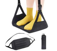 Airplane Foot Rest, Folding Leg Rest with Support Plates, Portable Foot Hammock for Flights, Ergonomic Adjustable Footrest for Airplane Office Car Under Desk, Travel Essential