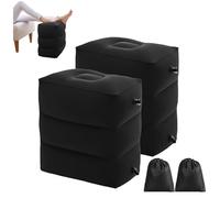 Airplane Footrest,2 Pcs Inflatable Foot Rest for Kids, Adjustable Height Travel Pillow On Airplanes, Cars, Office, Toddler Airplane Travel Essentials (Black)
