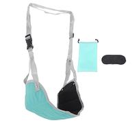 Airplane Footrest Travel Comfortably Portable Adjustable Foot Hammock for Airplane Bus Train Office Home Made of Oxford Cloth Lightweight Compact Includes Eyeshade Storage Bag (Blue)