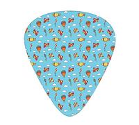 Airplane Guitar Picks 12 Pack Universal ABS Guitar Picks,Colorful Air Transportation Pattern with Balloons Biplanes Zeppelins and Kites,for Acoustic and Electric Guitar