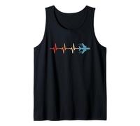 Airplane Heartbeat Pilot Aviation Aircraft Tank Top