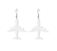 Airplane Hoop Earrings Aircraft Dangle Drop Earrings Airline Pilot Jewelry World Travel Souvenir Gift for Flight Attendants Stewardess (silver)