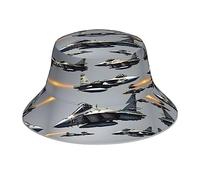 Airplane in Flight Bucket Hat for Men Summer Travel Bucket Beach Sun Hat Outdoor Cap for Men Women, Aircraft Fighter Jets, One size